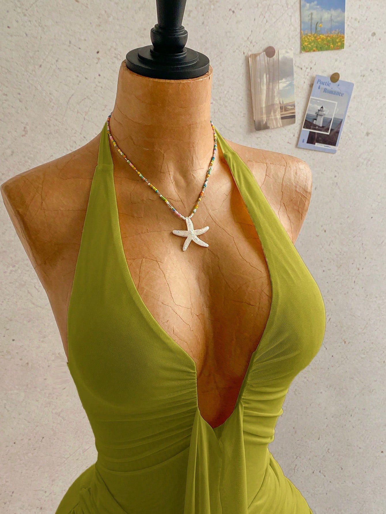 Women's Pale Yellow Halter Mini Dress,Deep V-Neck Ruched Bow Tie Summer Casual Sundress,Perfect For Holiday,Vacation,Beach,Party & Music Festival
