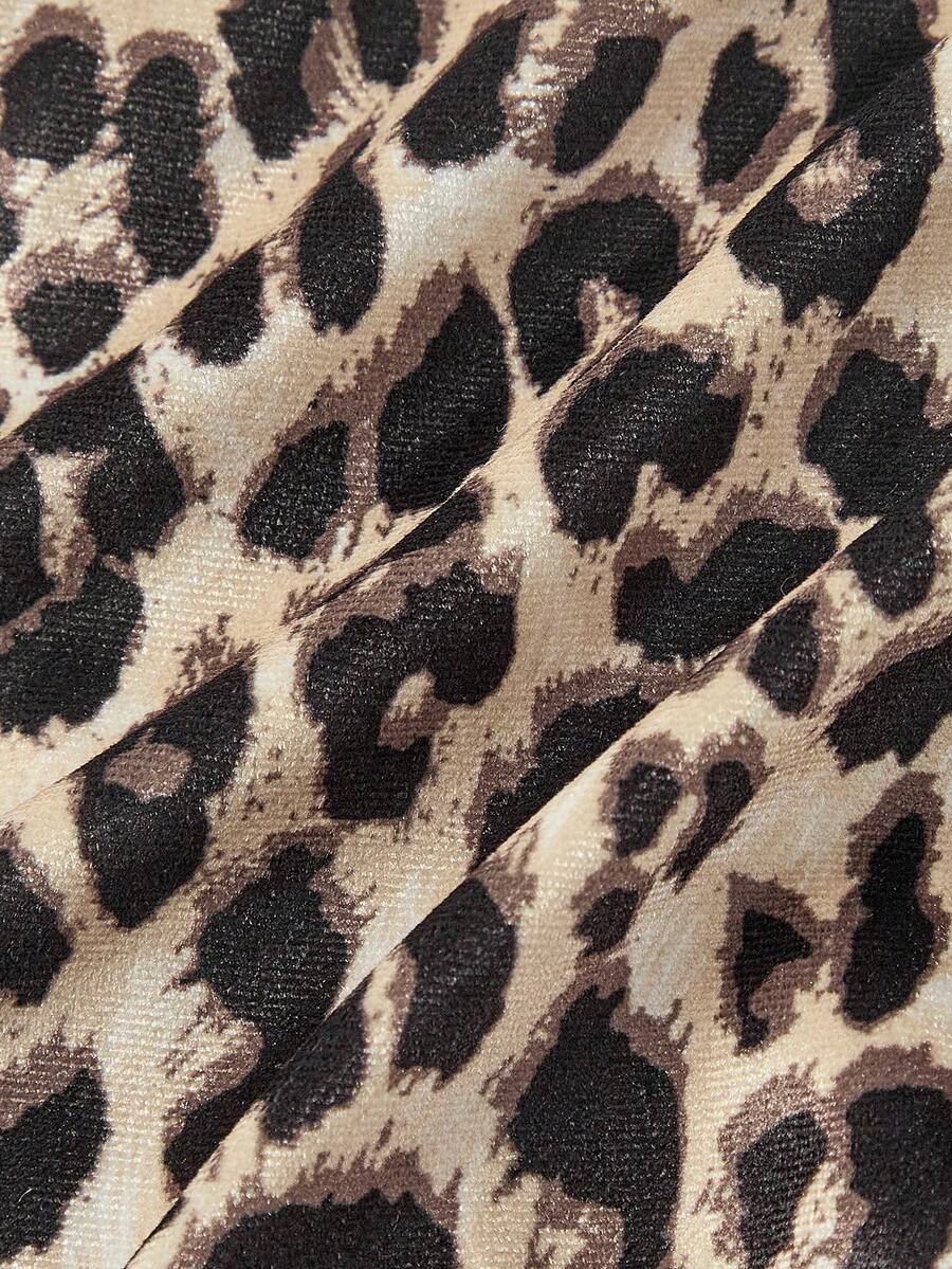 Brown leopard print strapless tube top for women featuring lace patchwork trim, front lace-up grommets, and a slim micro crop fit.