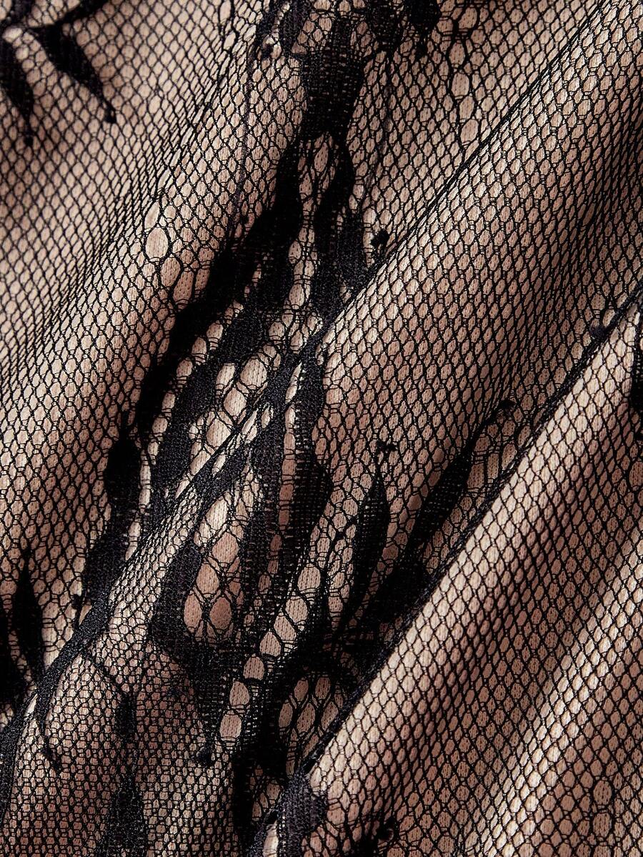 Skyraze women's lace waist-cinching cami dress featuring spaghetti straps, a high waist, and slim fit design.
