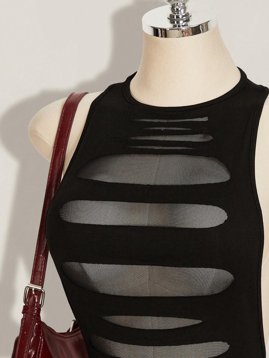 Apricot criss-cross backless bodycon mini dress for women featuring a round neck and rhinestone accent details.