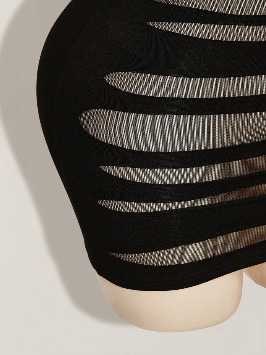 Apricot criss-cross backless bodycon mini dress for women featuring a round neck and rhinestone accent details.