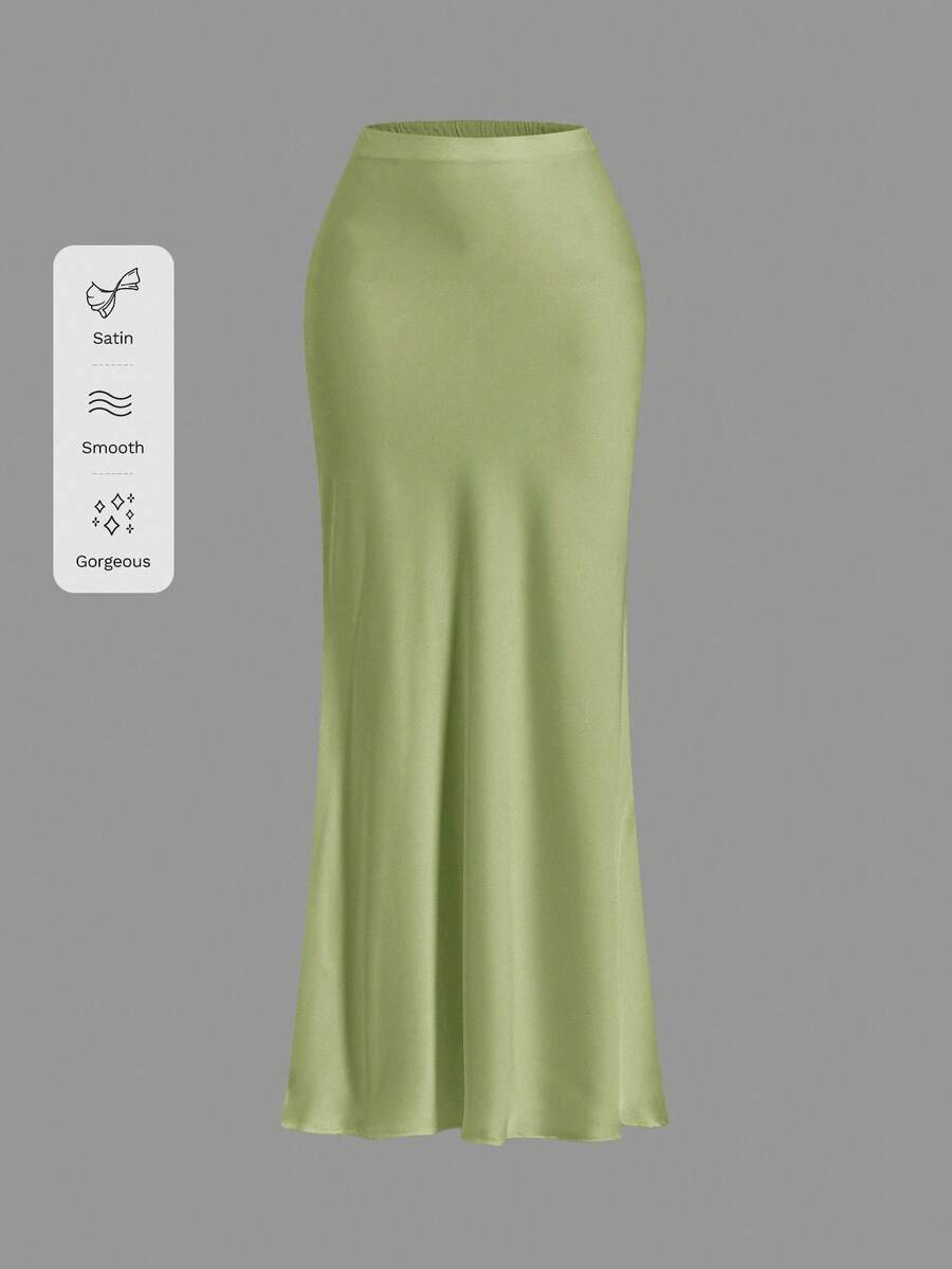 Women's black woven mermaid maxi skirt featuring a solid color design, mid waist, and 100% cotton fabric.