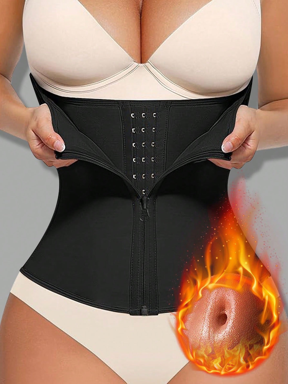 Black neoprene women's sports waist belt for fitness training and abdominal support
