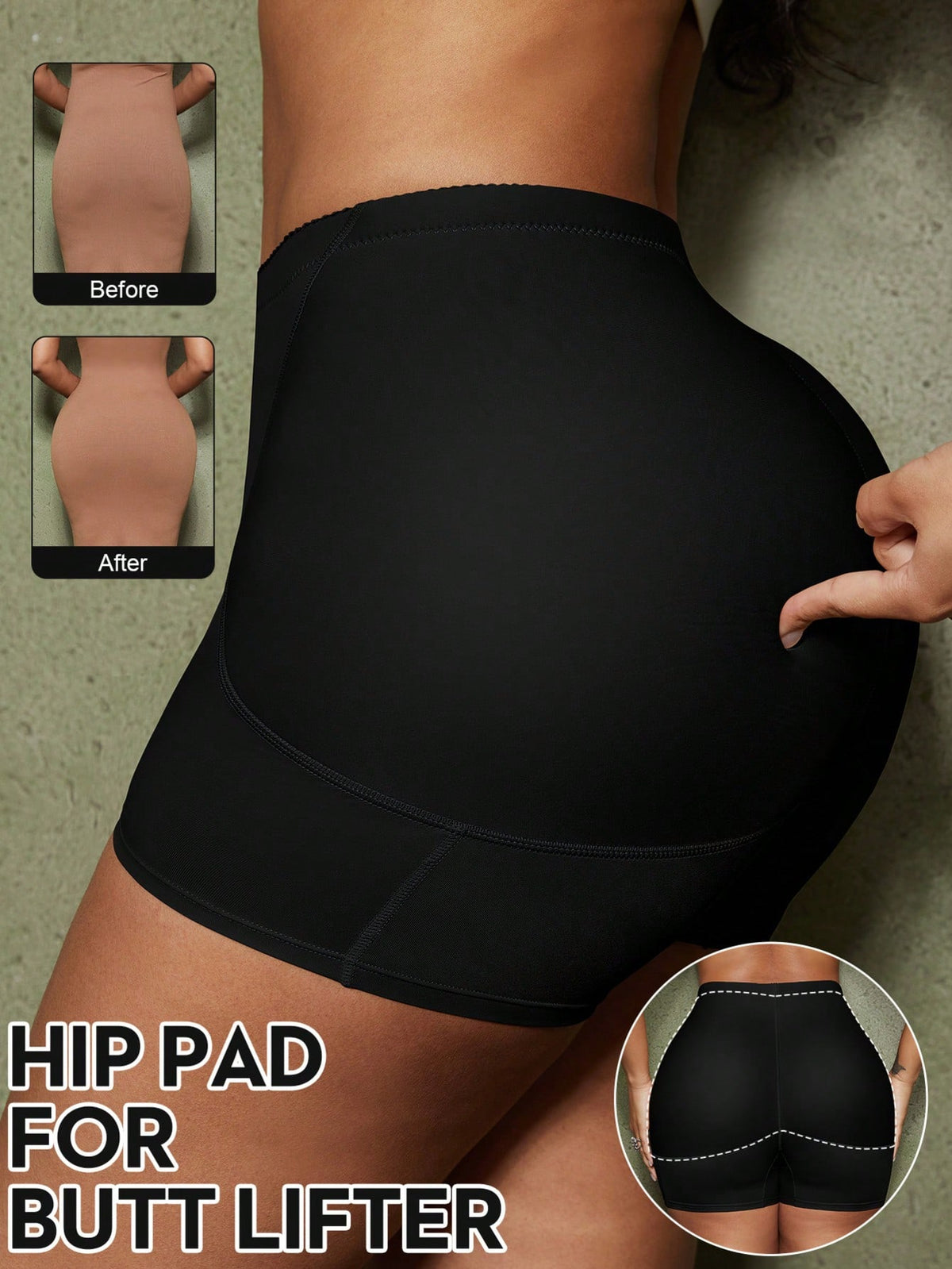 Women's waist cincher shapewear bottom featuring tummy control and padded hips.