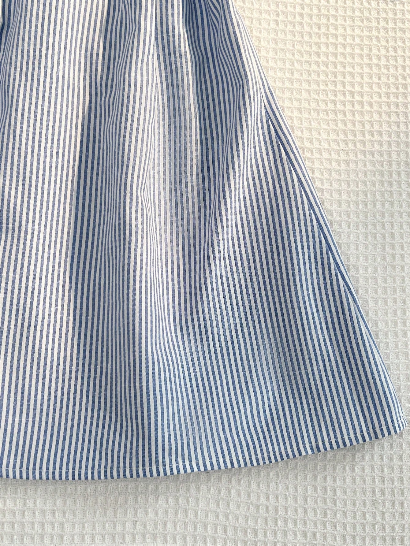 Women Blue And White Stripe Bamboo Fiber Deep V Halter Backless Tie Waist A-Line Mini Dress,Summer Casual Holiday Vacation Holiday Metal Shell Decor