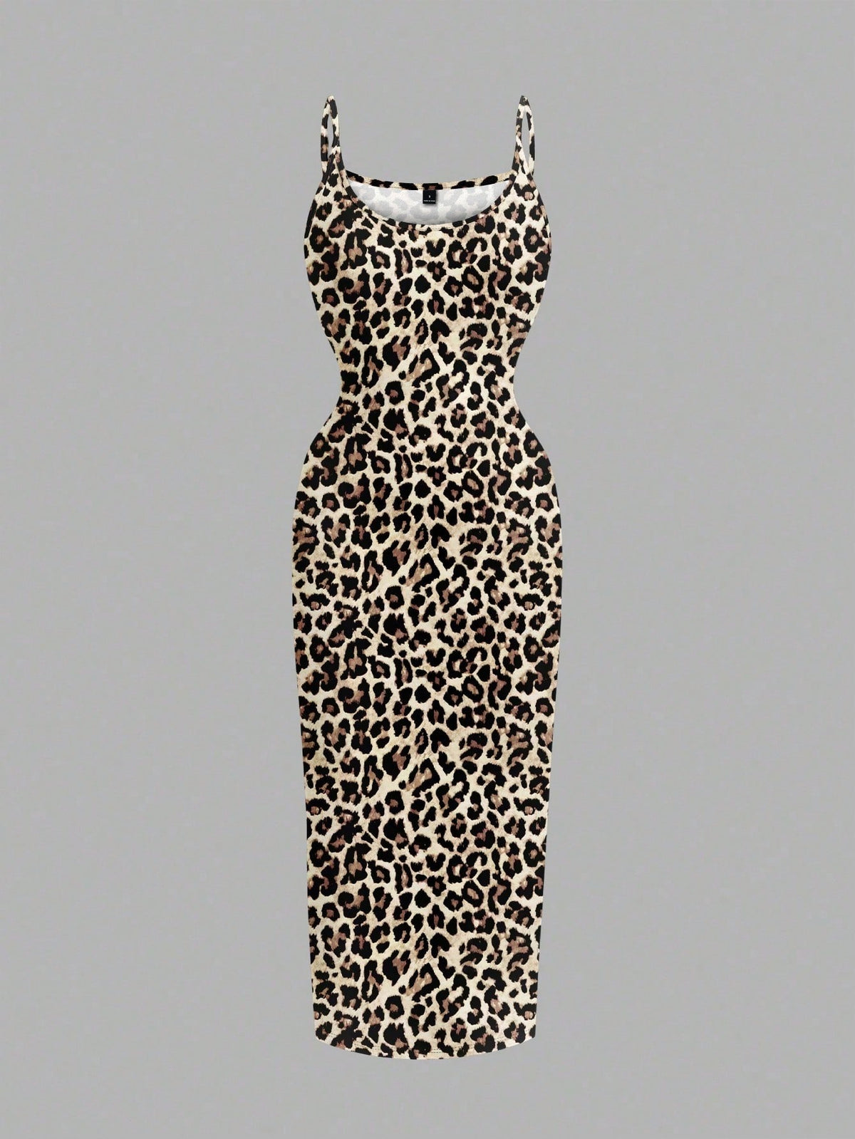 Women's minimalist floral daisy print bodycon cami dress with spaghetti straps, backless cut, high waist, and split thigh slit.