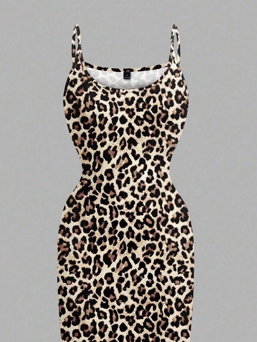 Women's minimalist floral daisy print bodycon cami dress with spaghetti straps, backless cut, high waist, and split thigh slit.