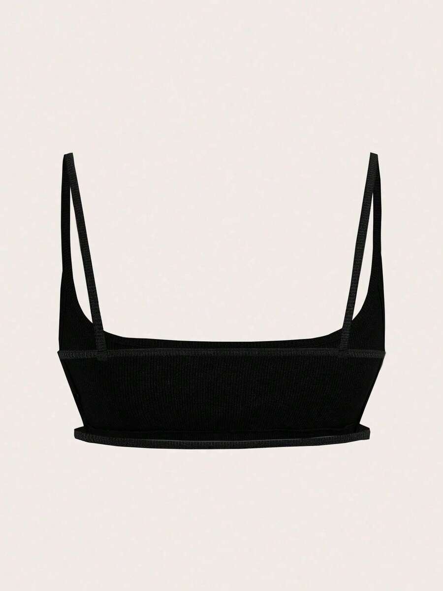 Women's black cropped camisole top with faux crocodile texture, backless spaghetti straps, and matching arm sleeves.
