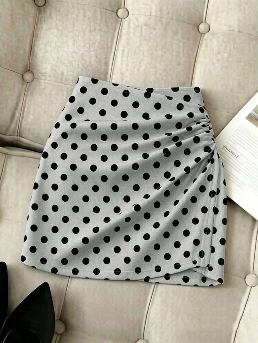 Women's short guipure lace skirt with lettuce trim and skinny mid-waist fit.