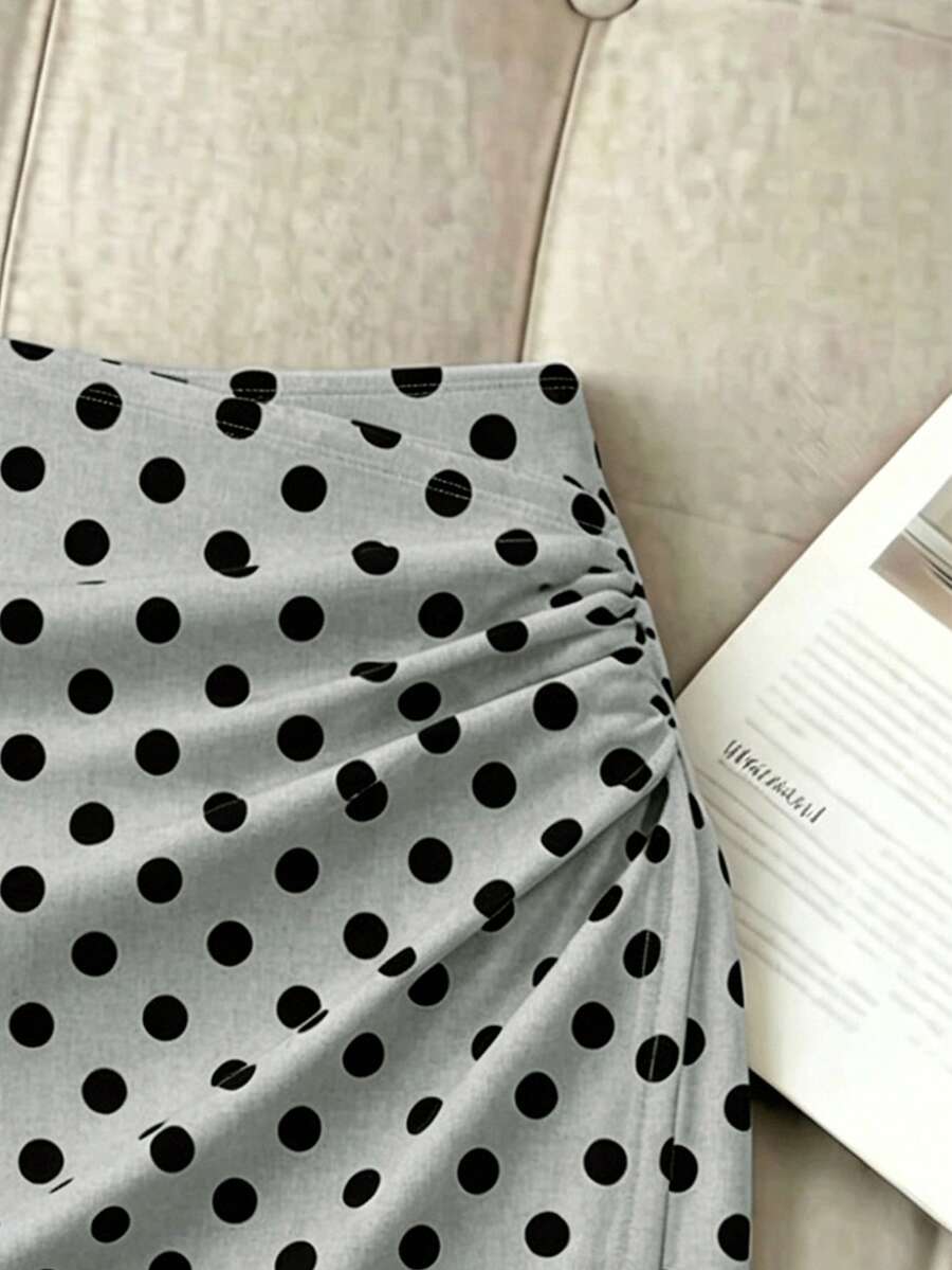 Women's short guipure lace skirt with lettuce trim and skinny mid-waist fit.