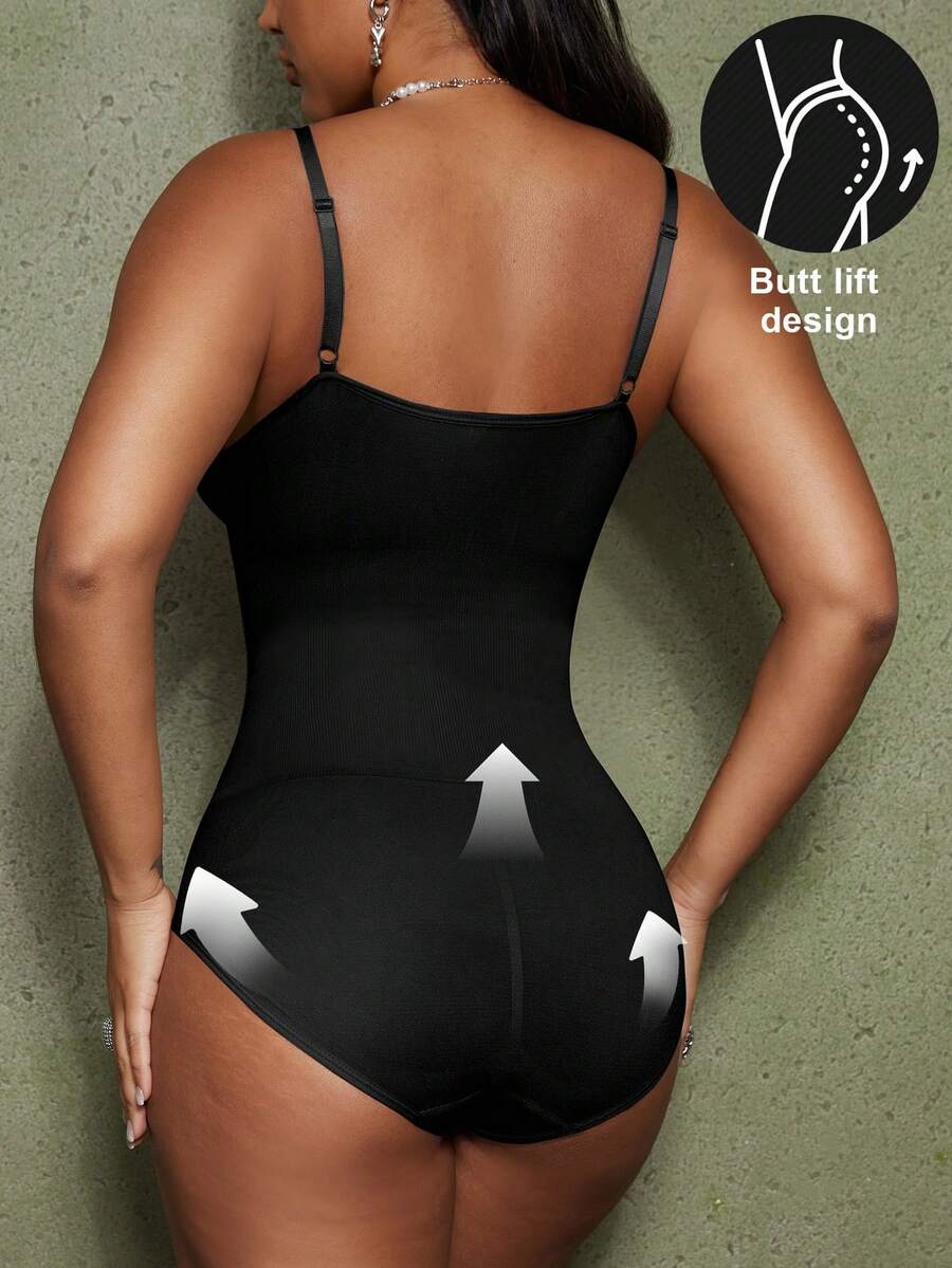 Black seamless shapewear shorts for women featuring high stretch tummy control fabric
