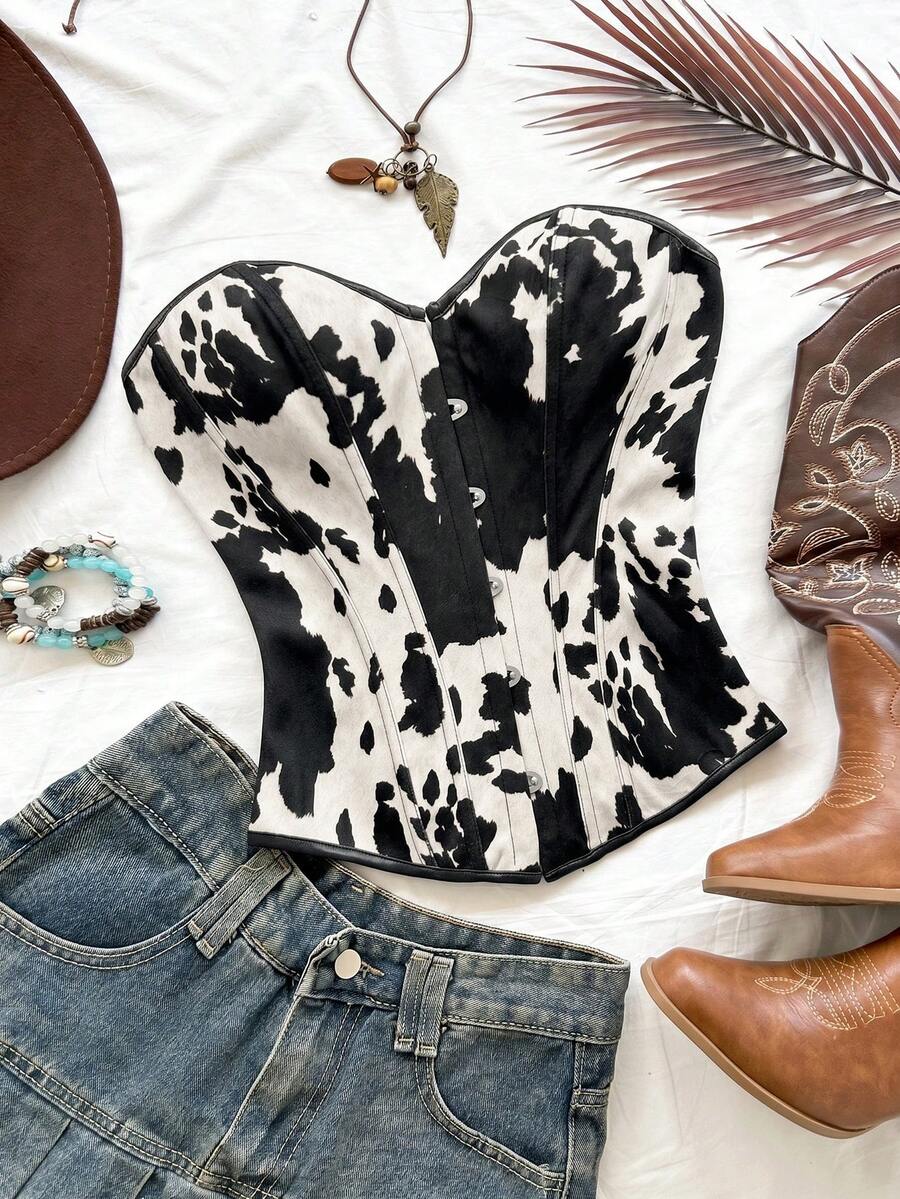 Strapless black lace-up corset top for women with grommet eyelet details, slim fit, lined body, and woven fabric construction.