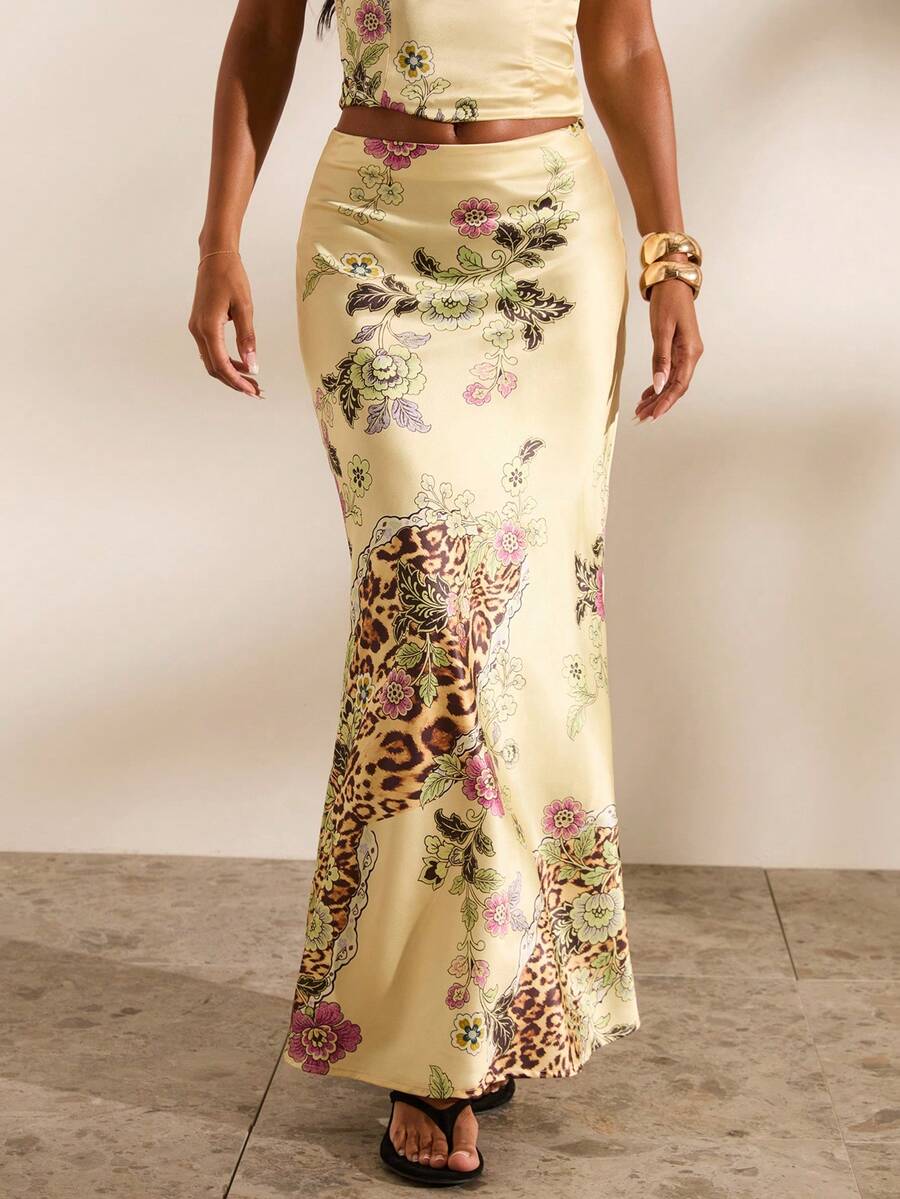 Women's black woven mermaid maxi skirt featuring a solid color design, mid waist, and 100% cotton fabric.