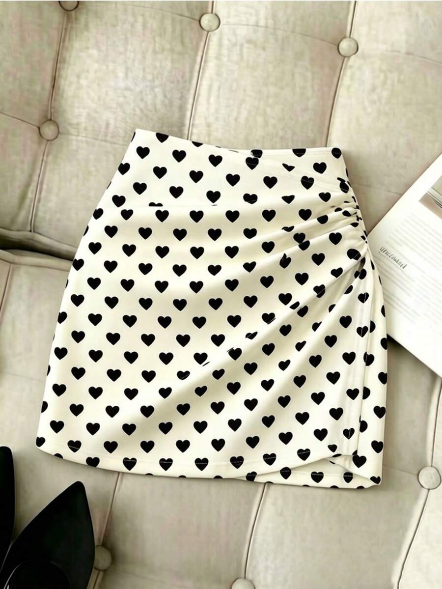 Women's short guipure lace skirt with lettuce trim and skinny mid-waist fit.