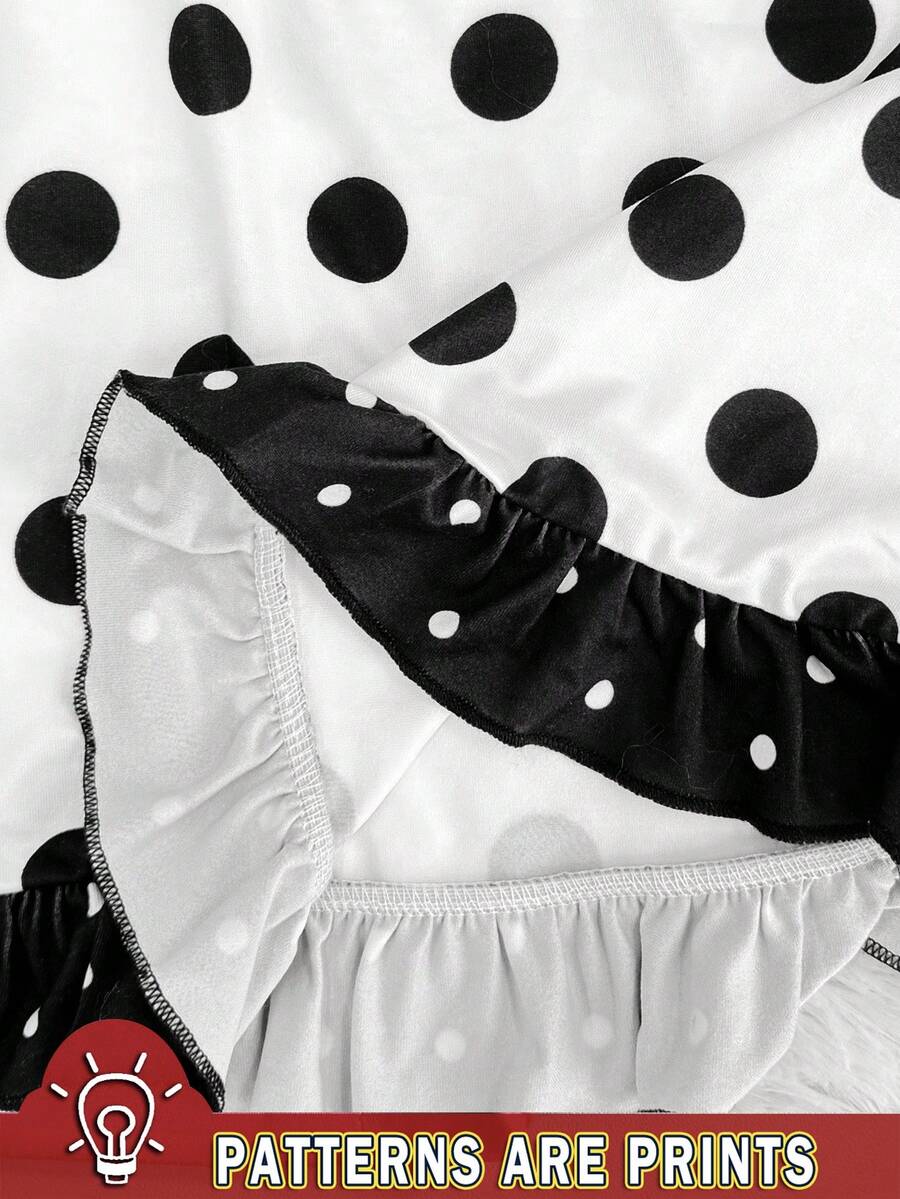 Multicolor women's wide strap tank top featuring polka dot pattern, ruched shirred bodice, and flared ruffle hem.
