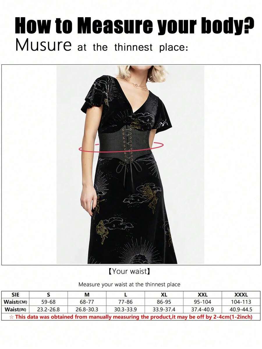 Black lace-up waist cincher with grommet eyelets, baroque pattern, medium stretch, and wide belt design for women.