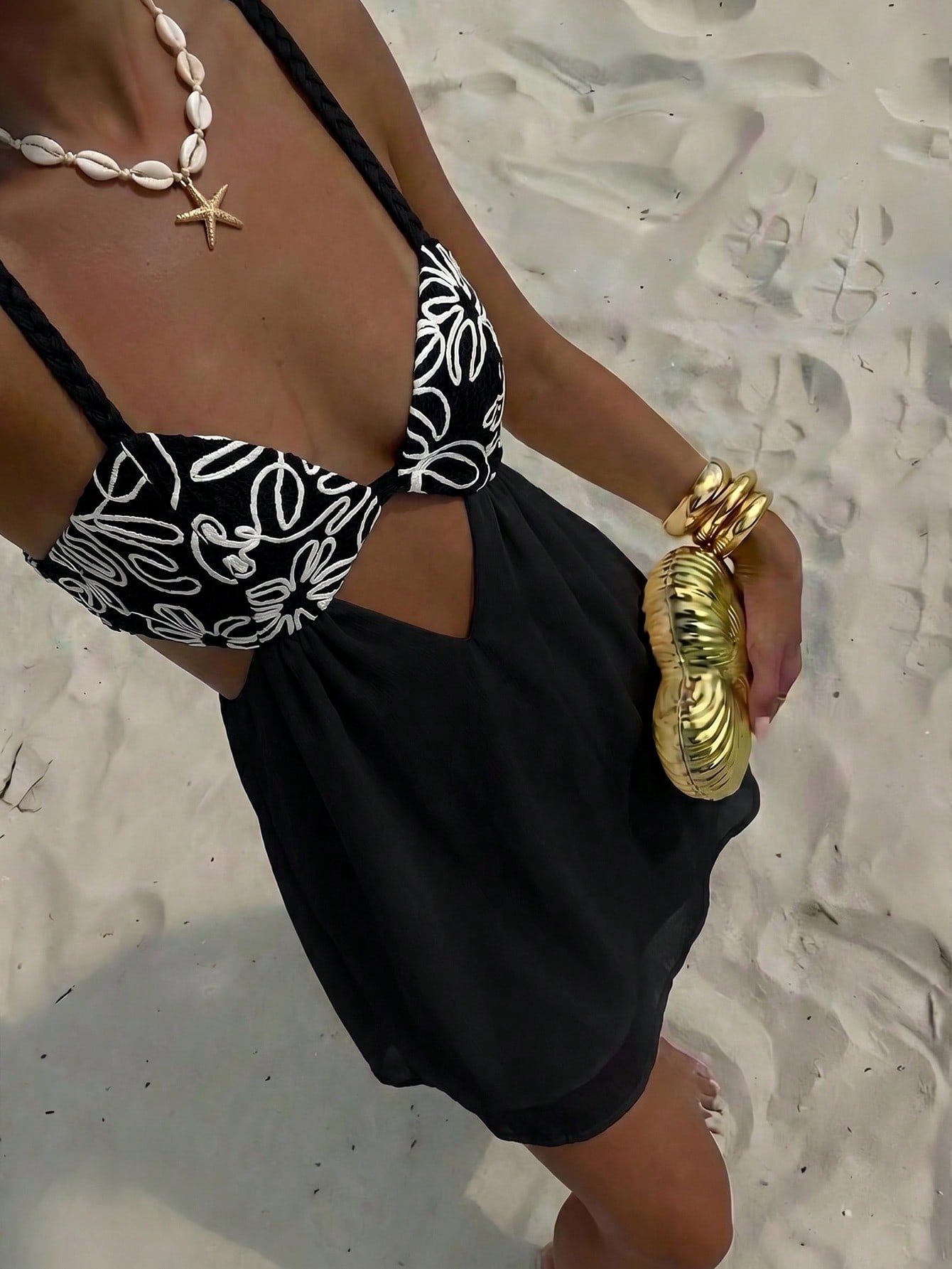 Women's Off-White Summer Beach Vacation Dress,Casual Holiday Textured Hollow Out Camisole,Boho Tropical Crochet Patchwork Vacation Outfits