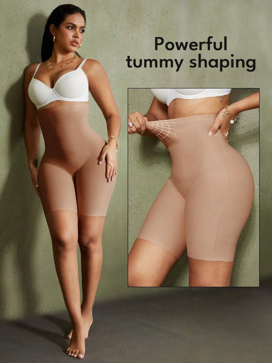 Women's high waist seamless shapewear shorts featuring strong tummy control and high stretch compression.