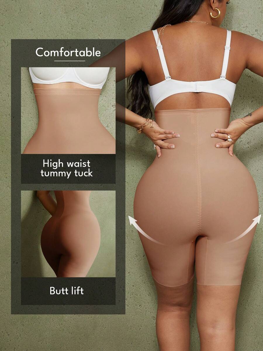 Women's high waist seamless shapewear shorts featuring strong tummy control and high stretch compression.