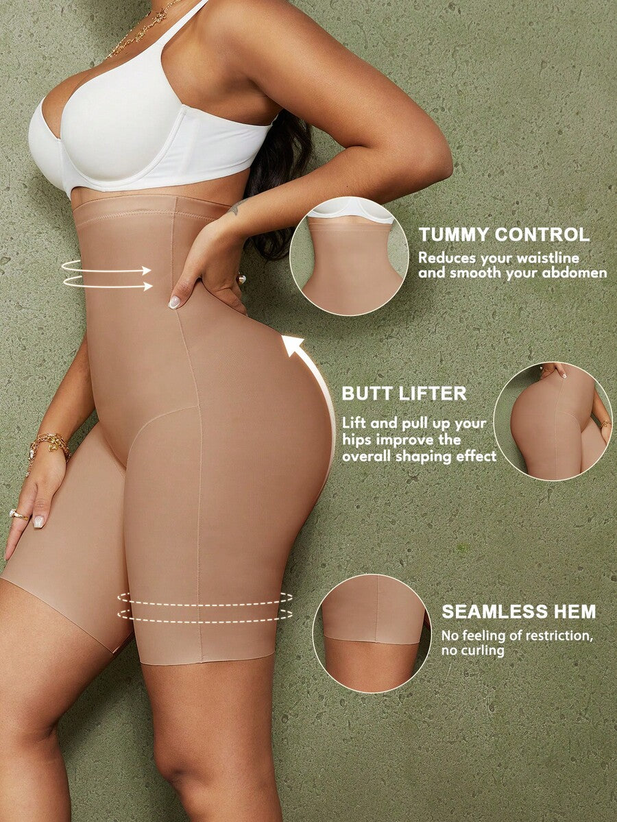 Women's high waist seamless shapewear shorts featuring strong tummy control and high stretch compression.