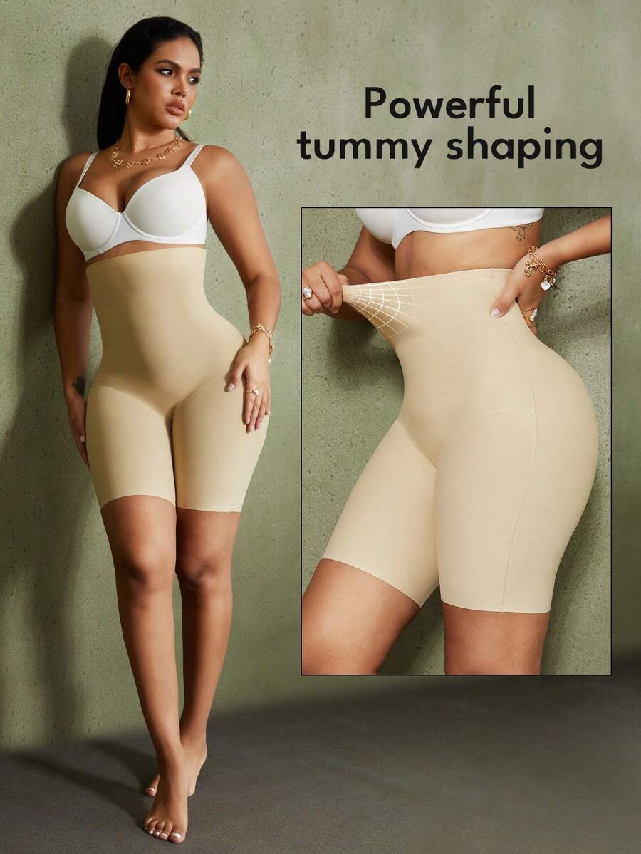 Women's high waist seamless shapewear shorts featuring strong tummy control and high stretch compression.
