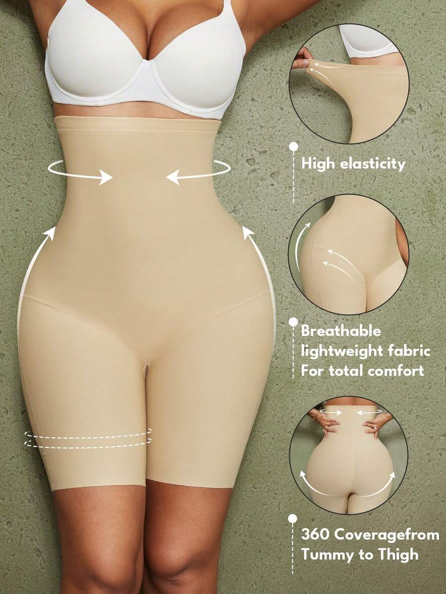 Women's high waist seamless shapewear shorts featuring strong tummy control and high stretch compression.