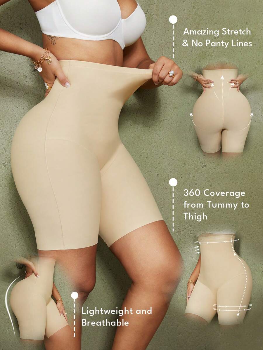 Women's high waist seamless shapewear shorts featuring strong tummy control and high stretch compression.