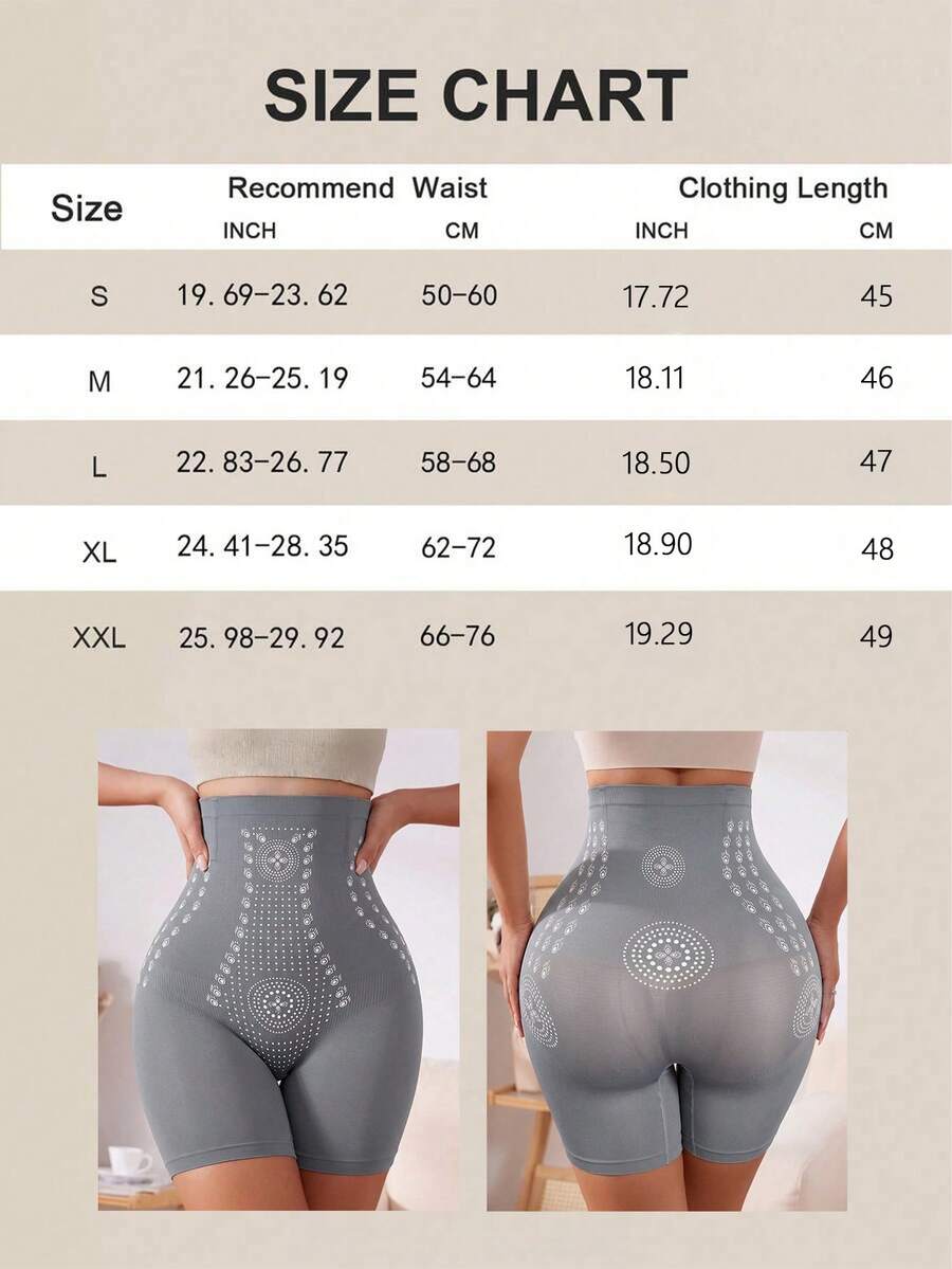 Dusty blue high waist seamless shaping panties for women featuring plain knitted fabric design for tummy and waist control.