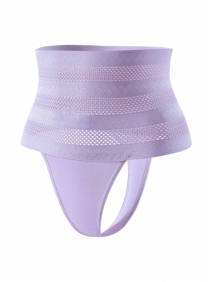 Women's apricot super high waist body shaping briefs featuring ultra light waist support and geometric pattern.
