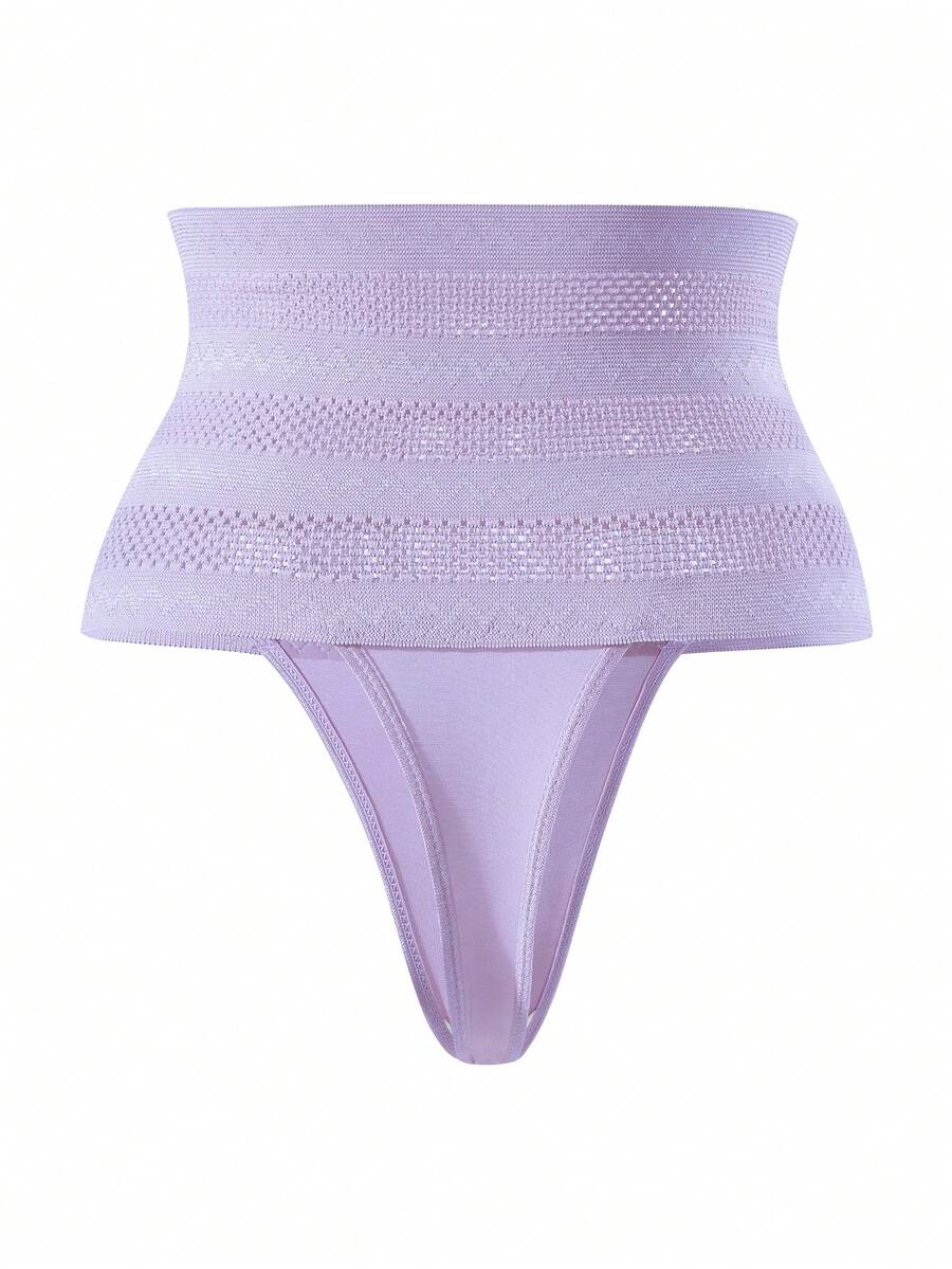 Women's apricot super high waist body shaping briefs featuring ultra light waist support and geometric pattern.