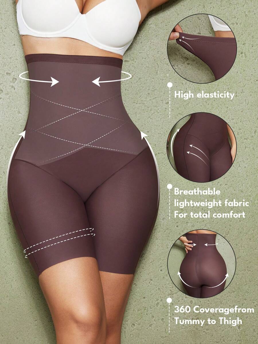 Women's high waist seamless shapewear shorts featuring strong tummy control and high stretch compression.