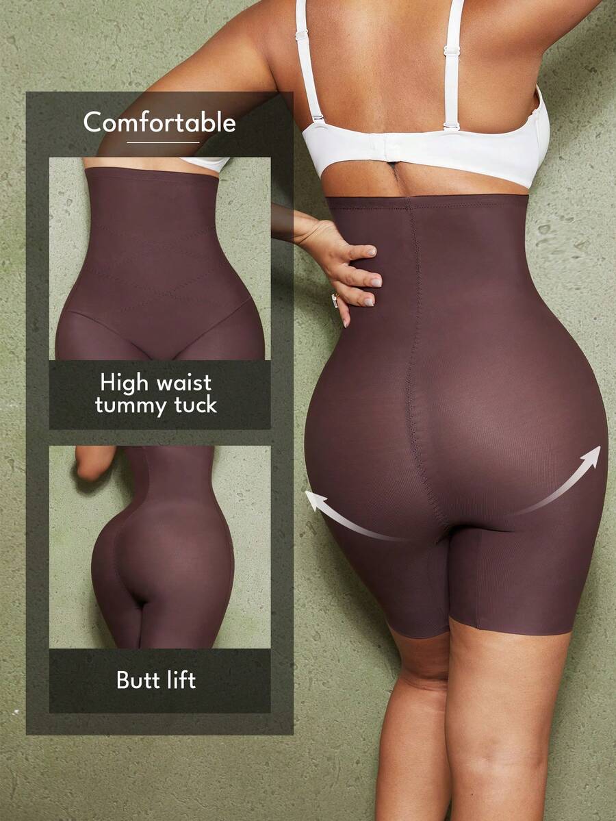 Women's high waist seamless shapewear shorts featuring strong tummy control and high stretch compression.