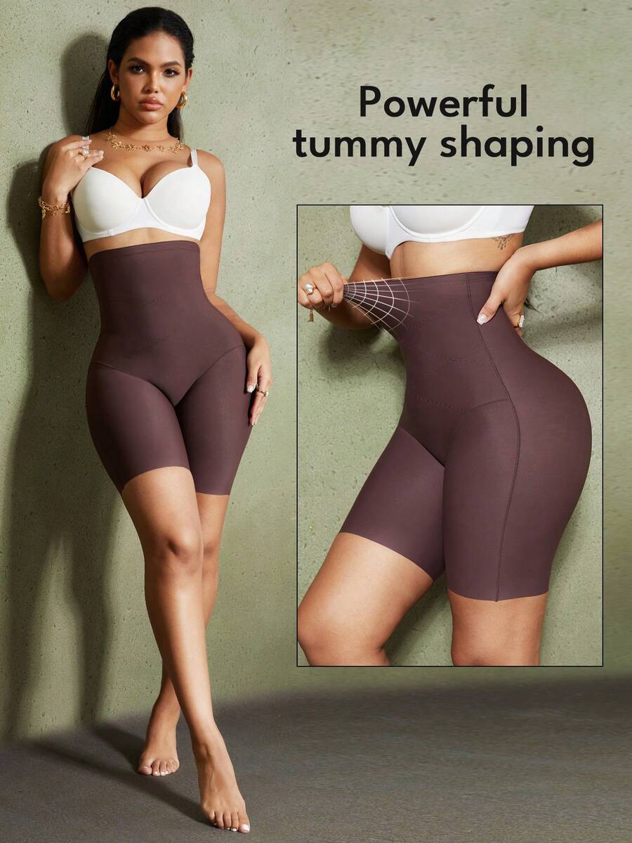 Women's high waist seamless shapewear shorts featuring strong tummy control and high stretch compression.