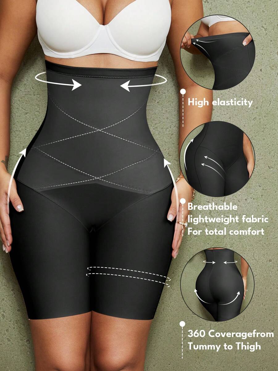 Women's high waist seamless shapewear shorts featuring strong tummy control and high stretch compression.