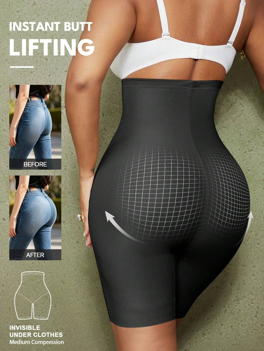 Women's high waist seamless shapewear shorts featuring strong tummy control and high stretch compression.