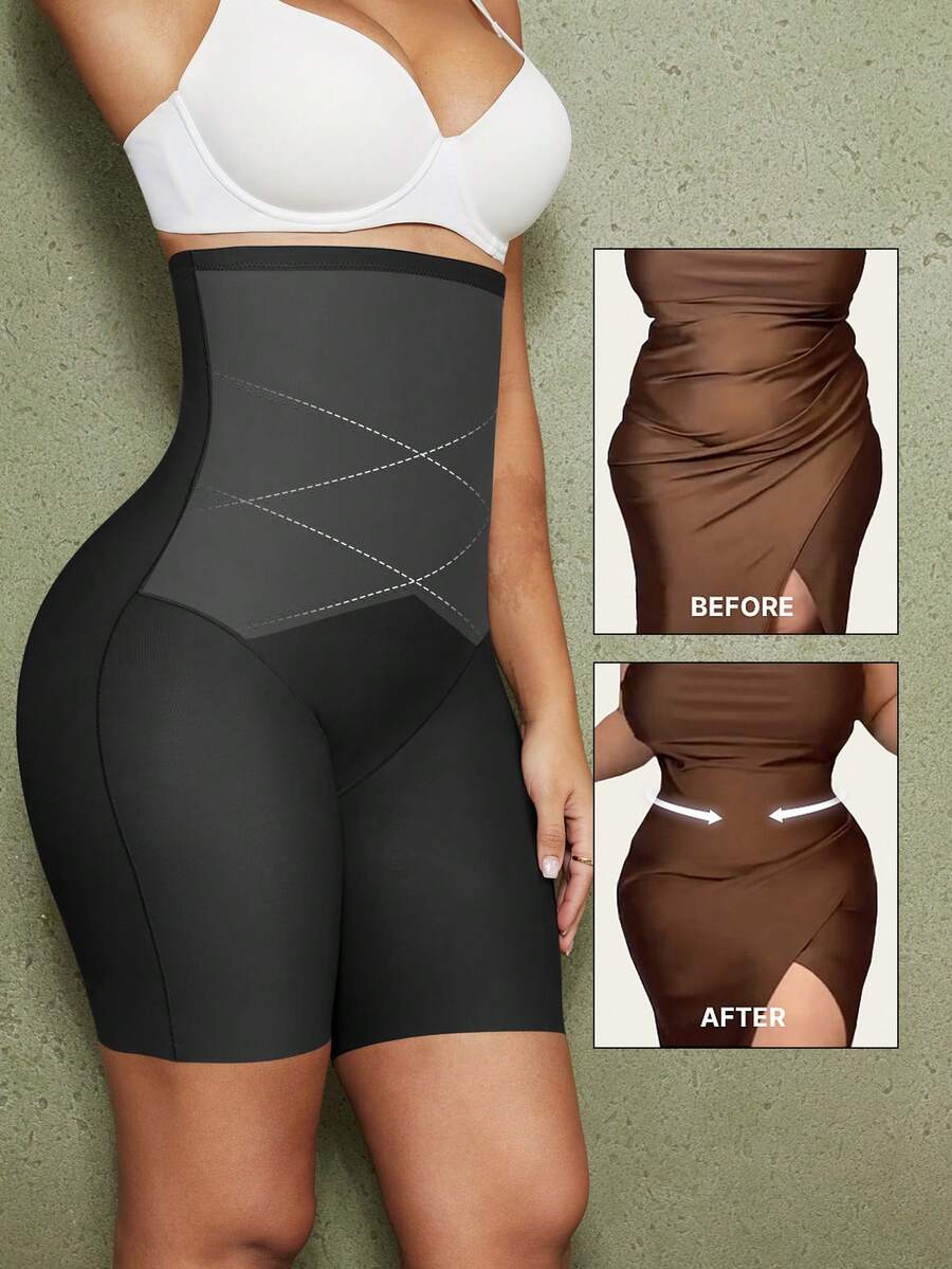 Women's high waist seamless shapewear shorts featuring strong tummy control and high stretch compression.