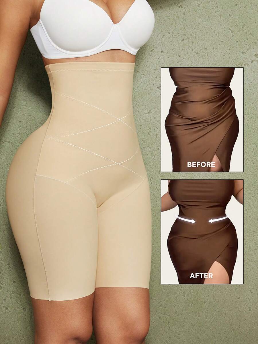 Women's high waist seamless shapewear shorts featuring strong tummy control and high stretch compression.