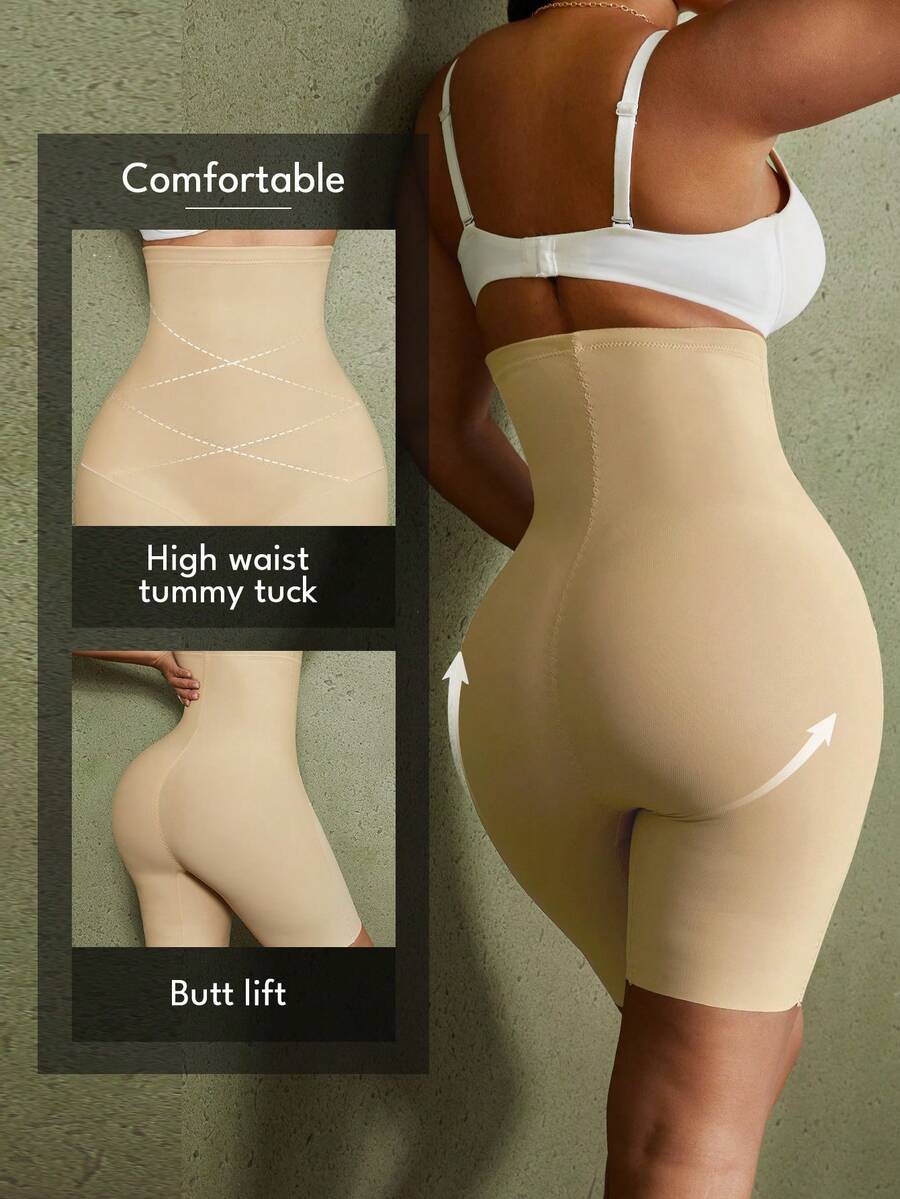 Women's high waist seamless shapewear shorts featuring strong tummy control and high stretch compression.