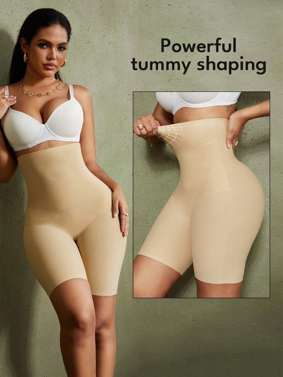 Women's high waist seamless shapewear shorts featuring strong tummy control and high stretch compression.