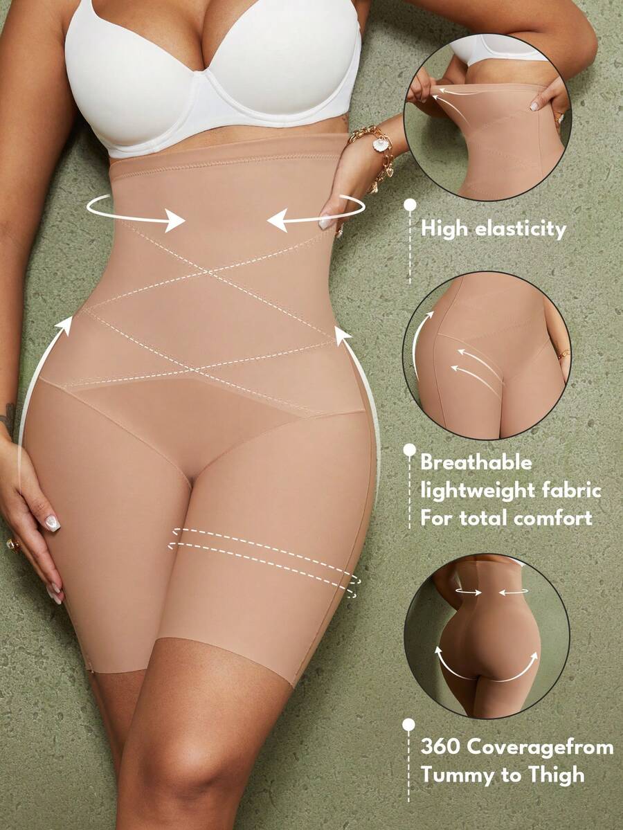 Women's high waist seamless shapewear shorts featuring strong tummy control and high stretch compression.