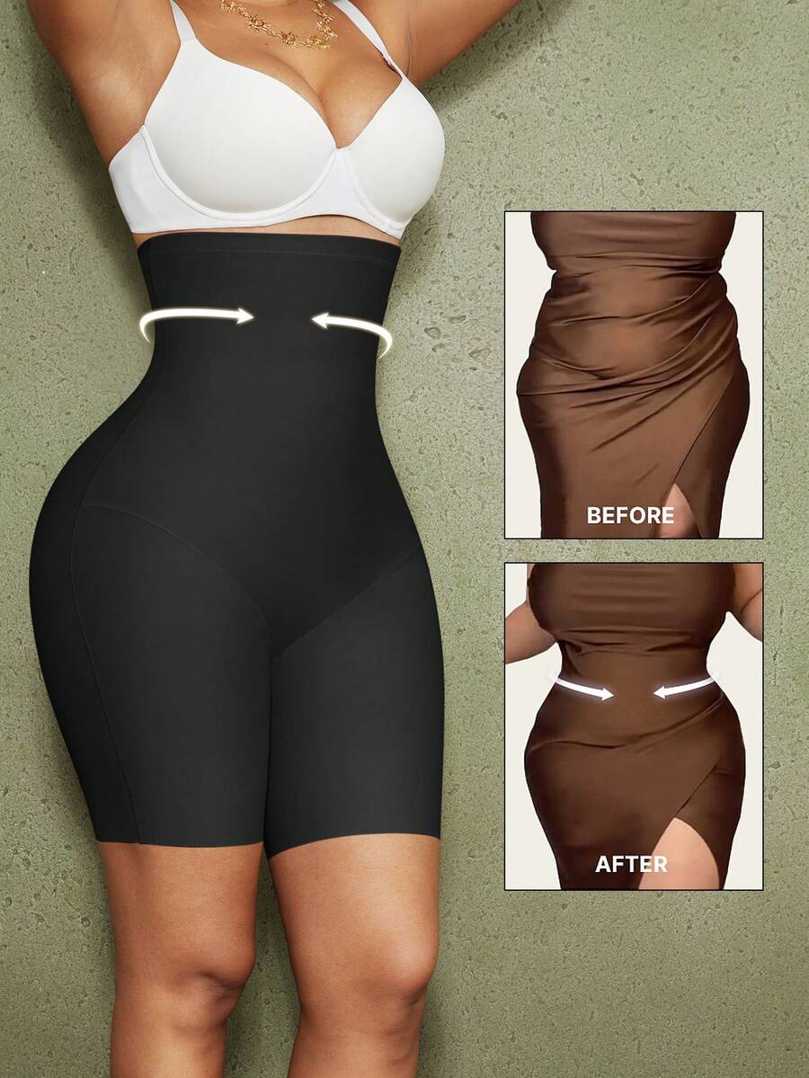 Women's high waist seamless shapewear shorts featuring strong tummy control and high stretch compression.