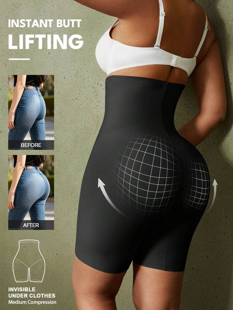 Women's high waist seamless shapewear shorts featuring strong tummy control and high stretch compression.