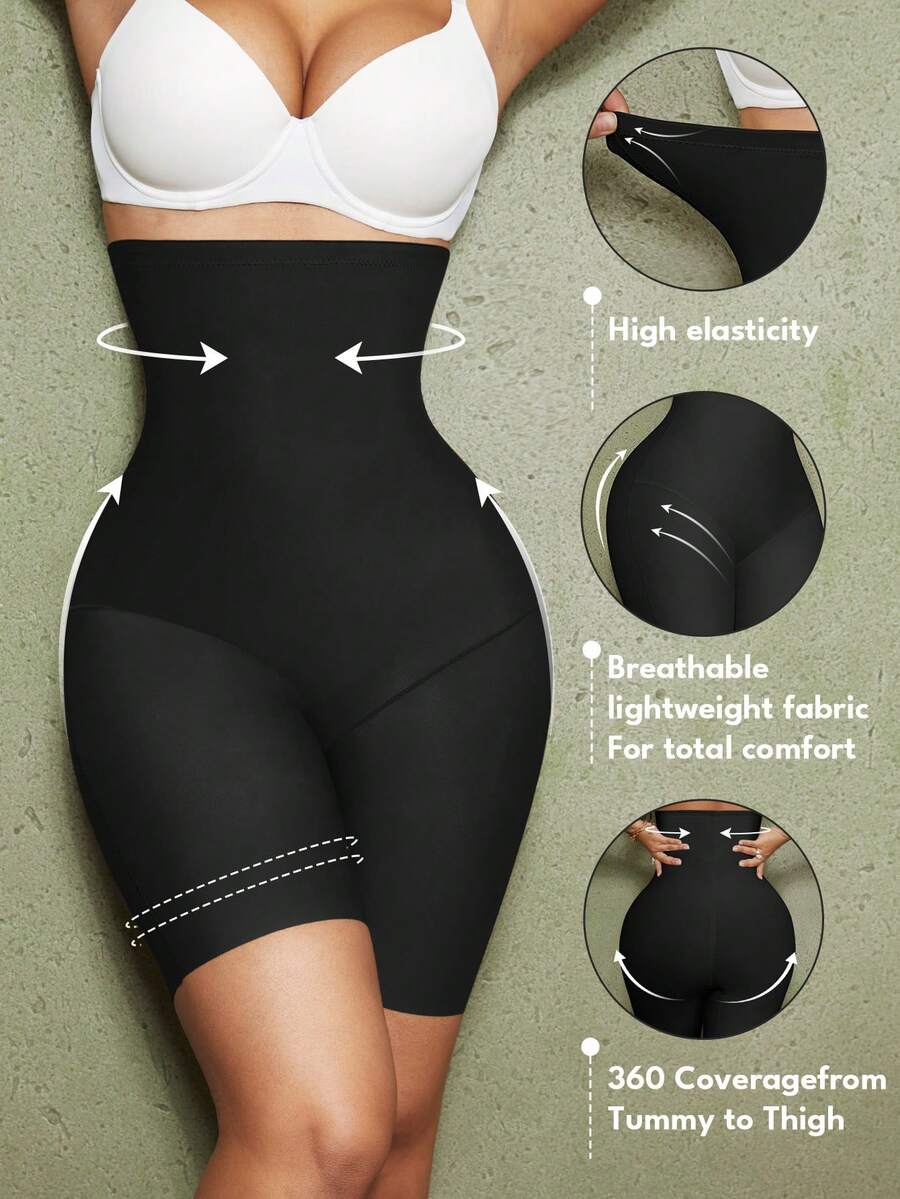 Women's high waist seamless shapewear shorts featuring strong tummy control and high stretch compression.