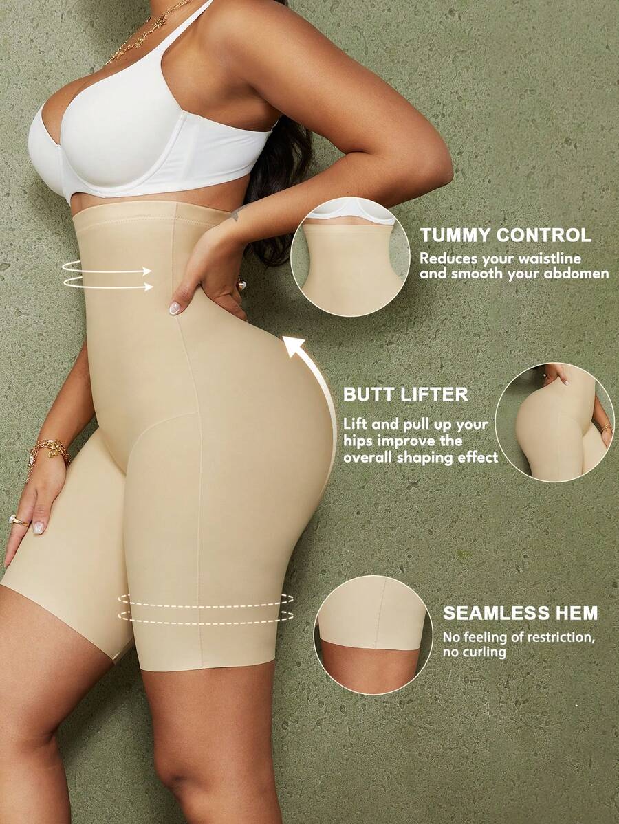 Women's high waist seamless shapewear shorts featuring strong tummy control and high stretch compression.