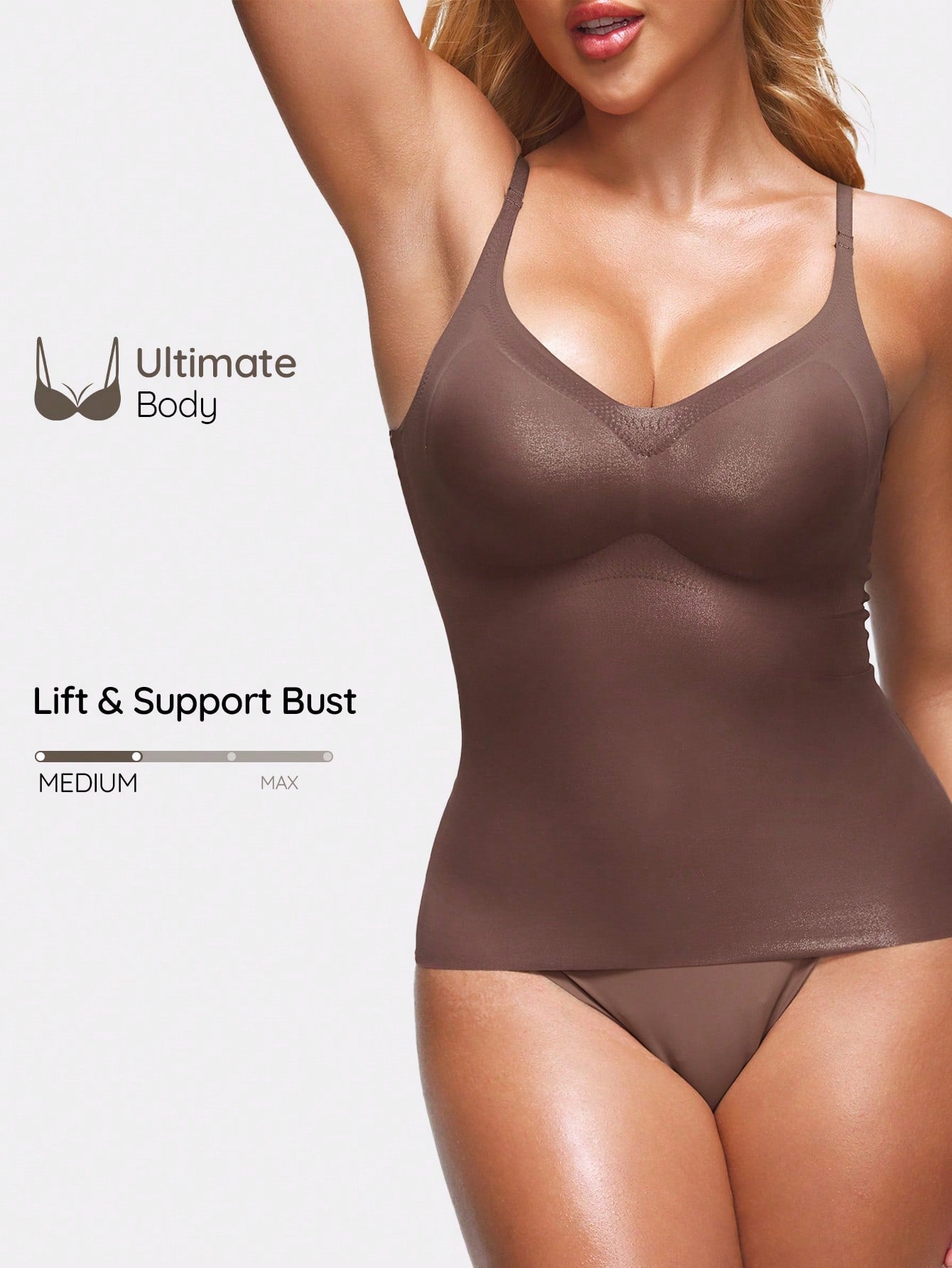 Beige minimalist wireless spaghetti strap camisole bra top for women with removable padding