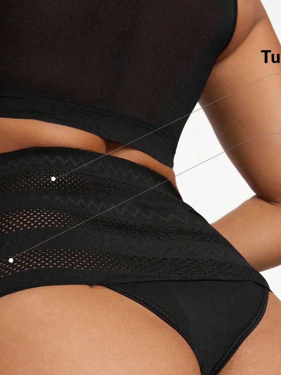 Women's apricot super high waist body shaping briefs featuring ultra light waist support and geometric pattern.
