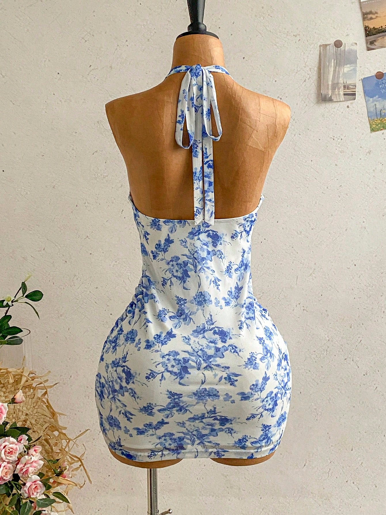 Women's Pale Yellow Halter Mini Dress,Deep V-Neck Ruched Bow Tie Summer Casual Sundress,Perfect For Holiday,Vacation,Beach,Party & Music Festival
