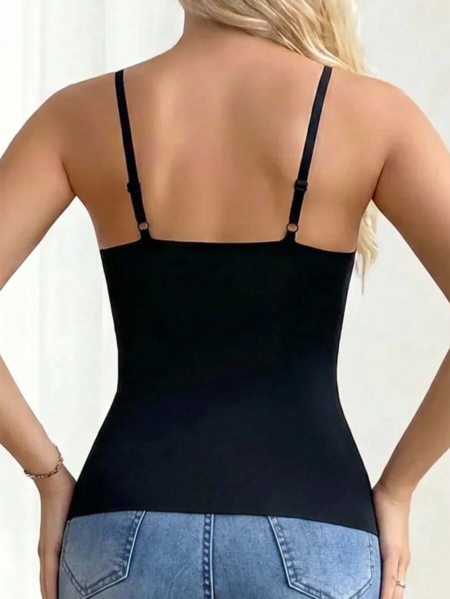 Beige minimalist wireless spaghetti strap camisole bra top for women with removable padding