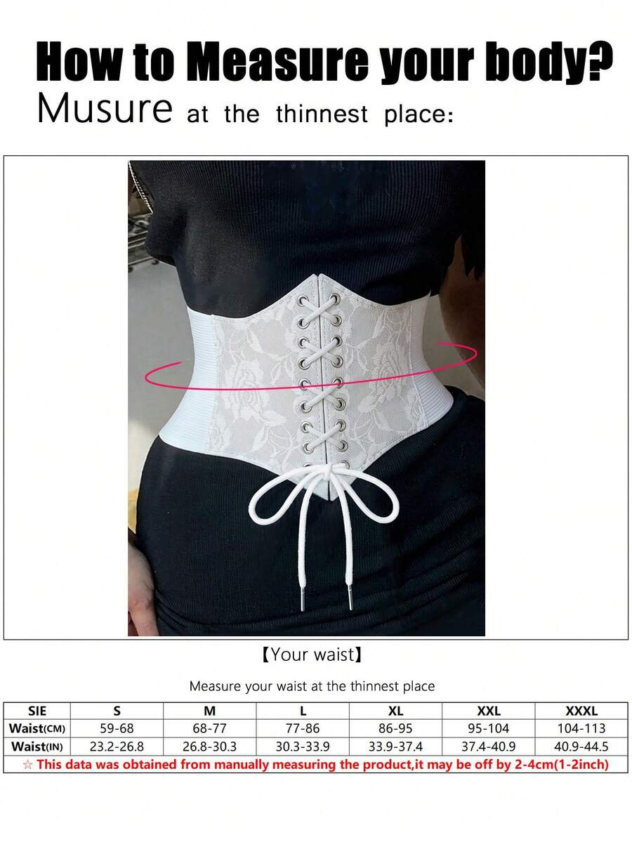 Black lace-up waist cincher with grommet eyelets, baroque pattern, medium stretch, and wide belt design for women.