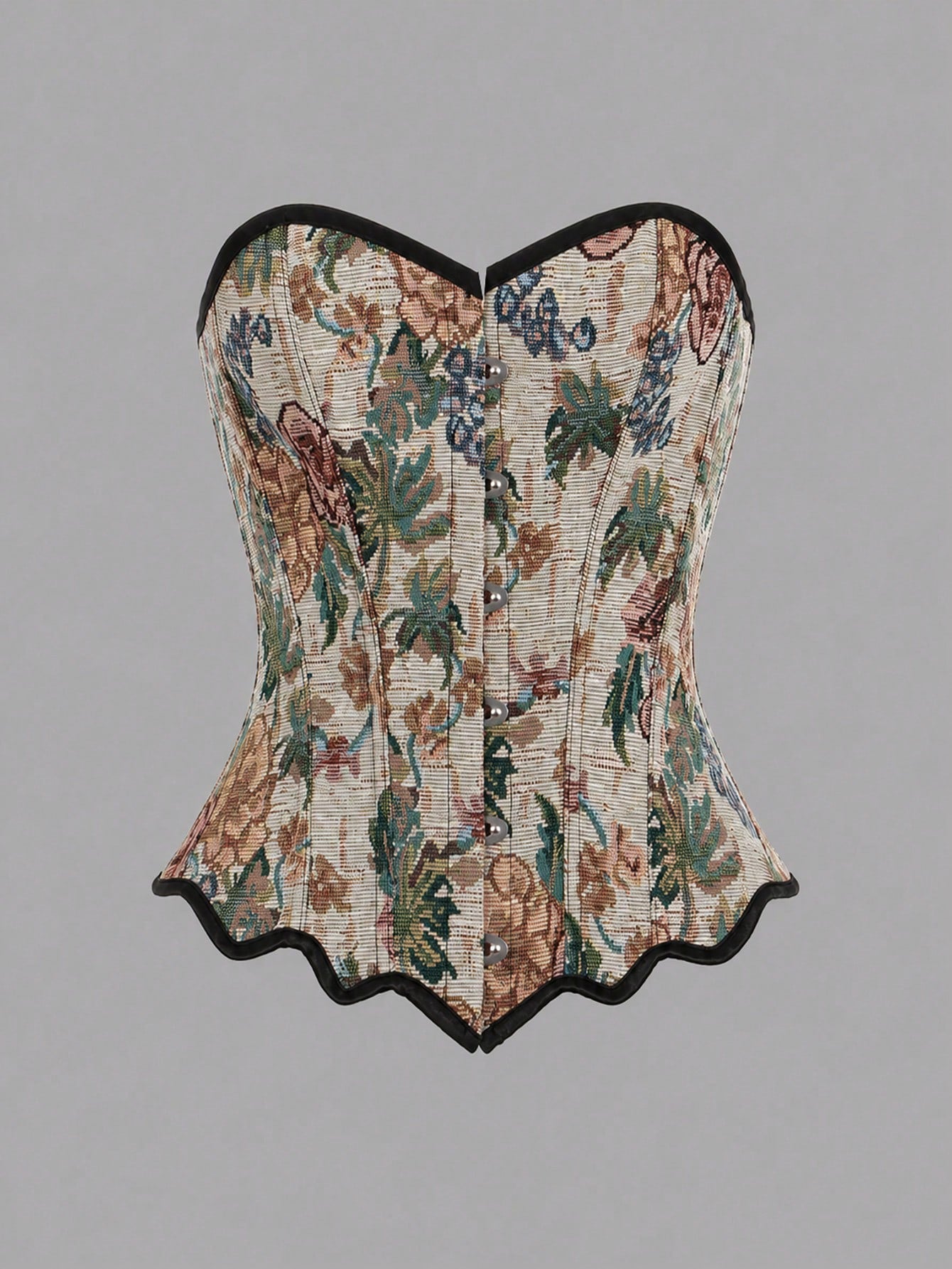Multicolor floral pattern boned bustier micro crop top for women featuring a strapless sleeveless design and slim fit.